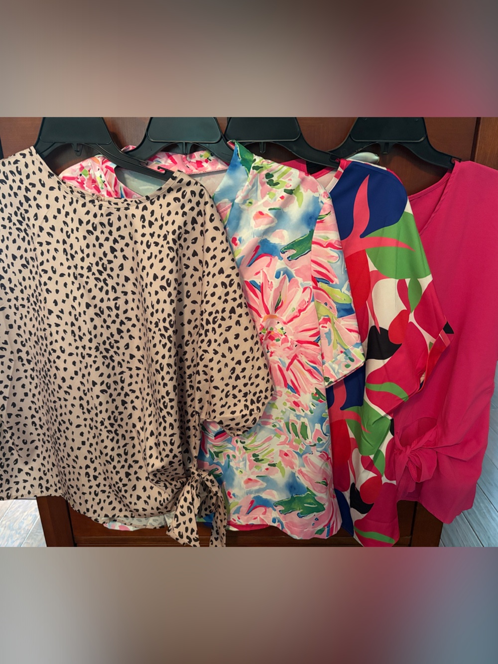 SHEIN Curve 1XL Tops- Pink, floral, animal print